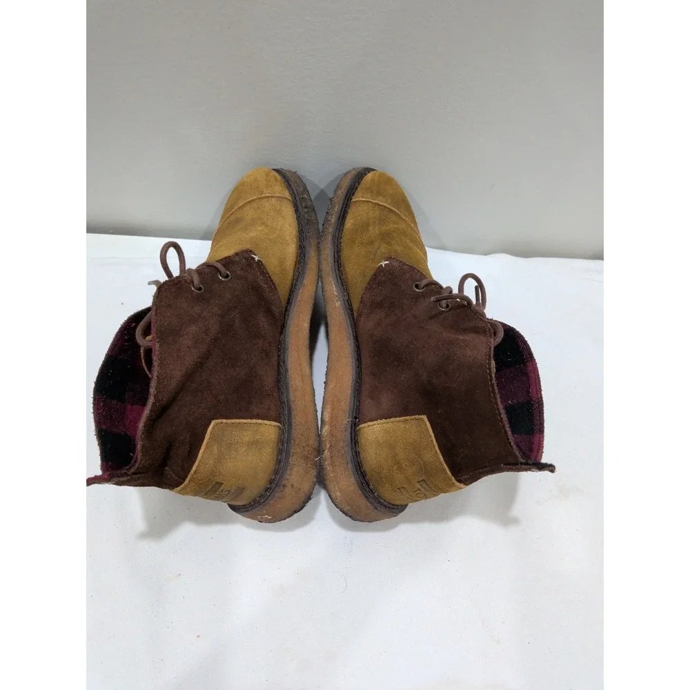 Toms Brown Suede Lace Up Chukka Boots Wedge men's Size 8.5